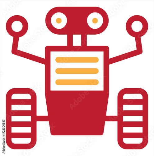 Minimalist Flat Line Art Robot Icon Illustration