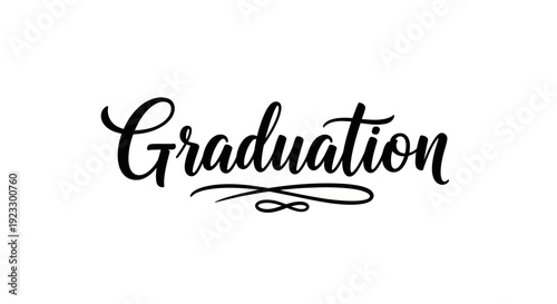 Graduation elegant calligraphy text on white background