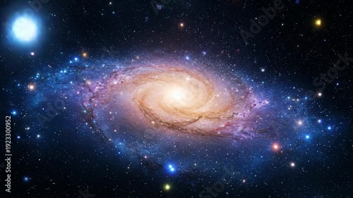 A mesmerizing spiral shines brightly against the backdrop of a star-filled cosmic expanse, creating a breathtaking