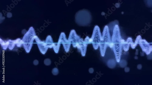 Abstract blue waveform is pulsating against a dark background, creating a dynamic and visually engaging composition.