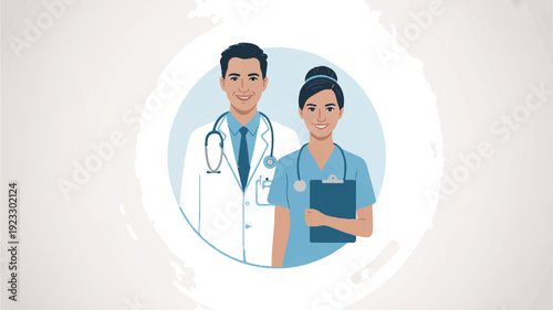 Modern healthcare professionals standing together in medical uniform