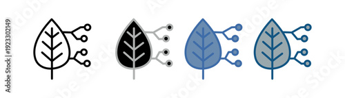
biomimetic icon set multiple style collection with leaf design and technology