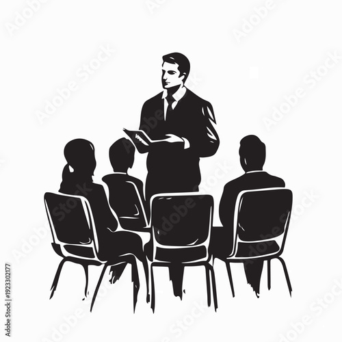 School Teacher Explaining Lesson to Students in Classroom Vector