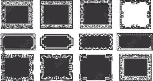 Set of Elegant Ornate Decorative Vector Frames and Borders