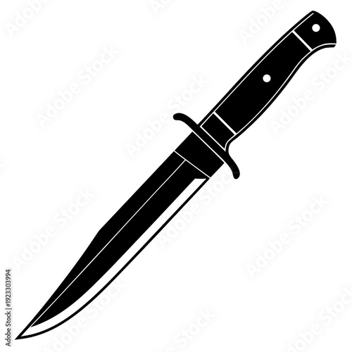 A black and white drawing of a knife