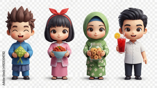 Happy Muslim Family Celebrating Eid Al-Fitr