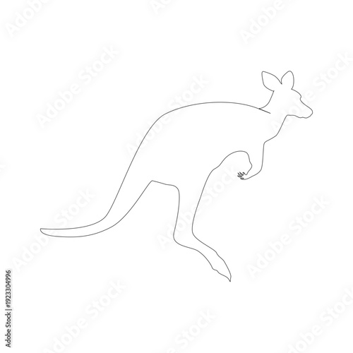 Single line drawing of kangaroo silhouette isolated on white background
