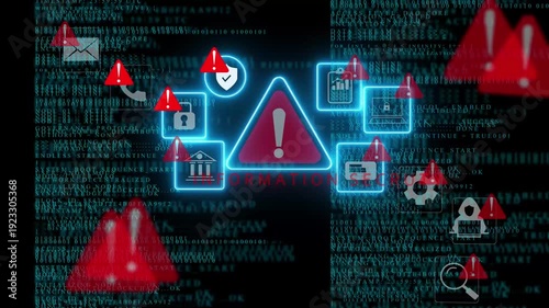 Computer hacking error message warning glitch text and noise effects alert of hacker attack, system error or security breach on computer. cyber attack. Warning on the screen. Danger internet viru