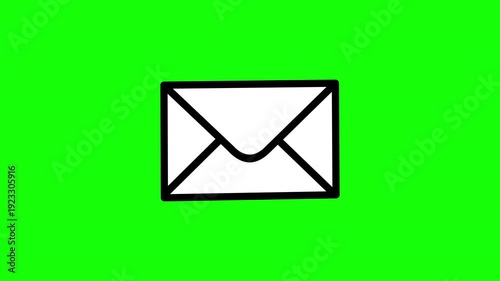 Animated Email Message Envelope Icon on Green Screen Background 4K Loop