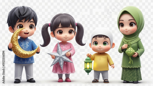 Cute Muslim Kids Celebrating Eid al-Fitr