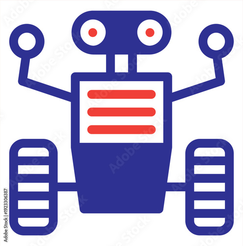 Minimalist Flat Line Art Robot Icon Illustration