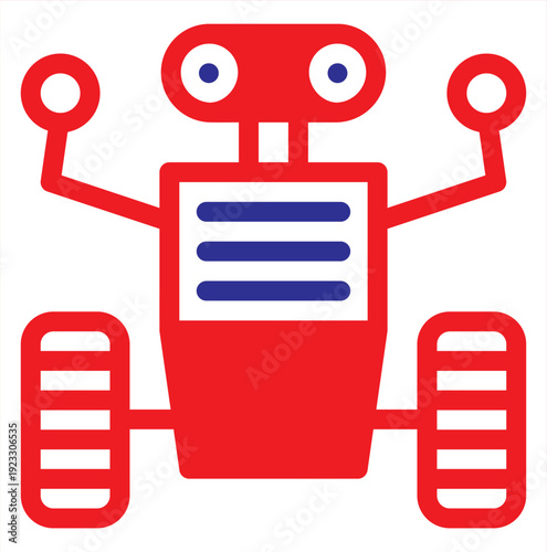 Minimalist Flat Line Art Robot Icon Illustration