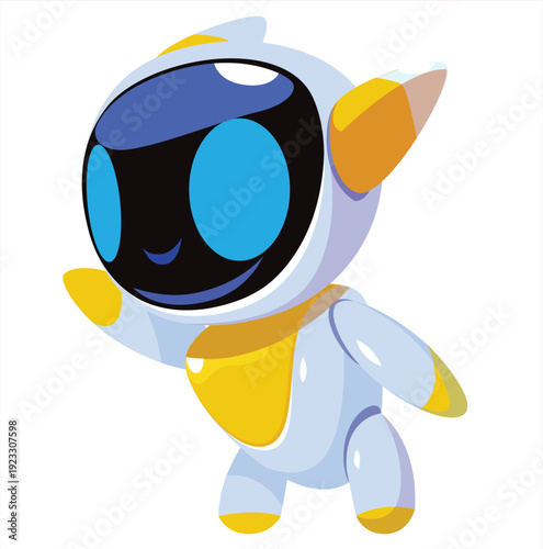 Cute Futuristic Robot Character Mascot Illustration