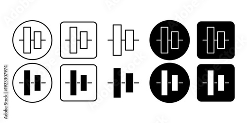 Align Vertical Center Icon Set in Line and Solid Style for Layout Arrangement