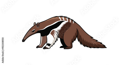 A charming vector graphic presenting a long-nosed anteater an intriguing mammal with a distinctive black and white fur stripe perfect for