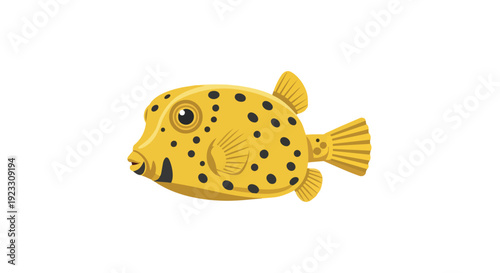 Vibrant aquatic creature illustration featuring a yellow-spotted fish, perfectly designed for children's content and marine biology themes