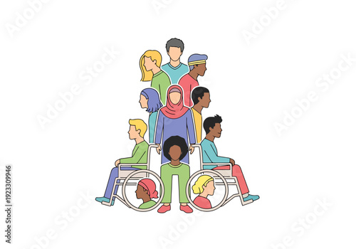 Diverse People Grouped Together Showing Inclusion and Unity Diverse Backgrounds and Abilities Represented