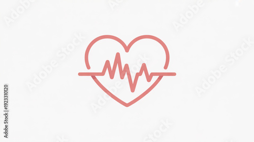 Minimalist vector icon of a heart with an ecg line symbolizing health and wellness