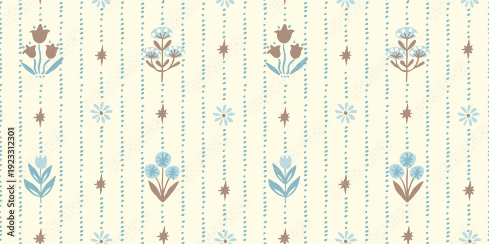 Fotografie Seamless pattern with freehand ink doodle abstract flowers