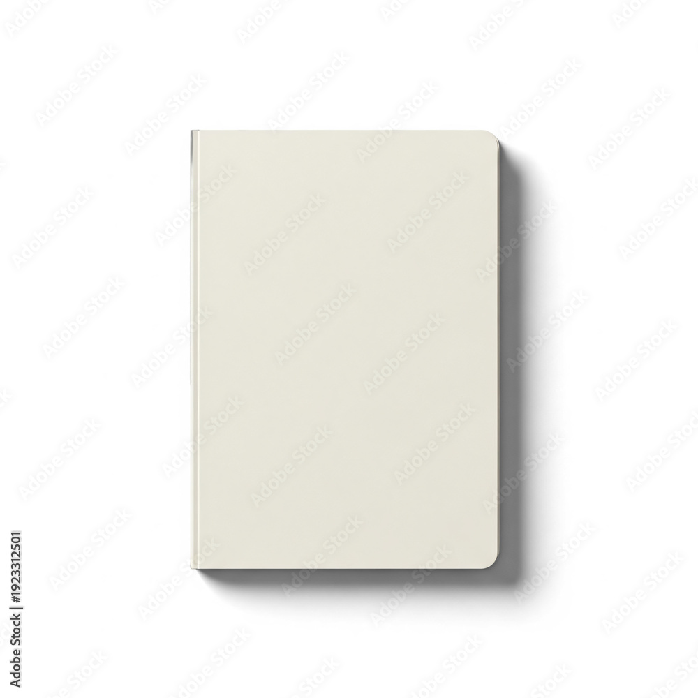 Fototapeta premium Blank Cream Notebook Minimalist Design White Background Mockup