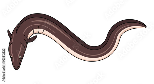 Fluid digital rendering of a serpentine eel with unique brown stripes and a gracefully contoured body