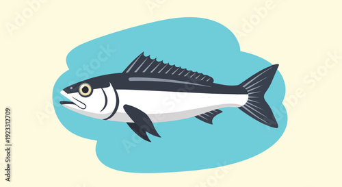 Vibrant marine life illustration featuring a stylized fish swimming peacefully in aquatic environment