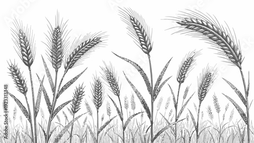 Elegant wheat field illustration with detailed grain stalks