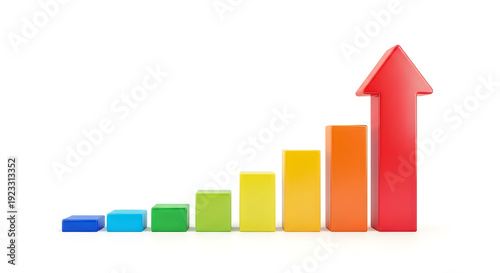 3D colorful upward growth arrow and increasing bars chart isolated on transparent background Free Download 3D colorful upward growth arrow and increasing bars chart isolated on transparent background - GFXLoad
