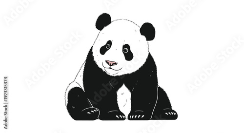 A captivating illustration of a friendly giant panda, featuring its distinctive black and white markings and a heartwarming, gentle gaze for various