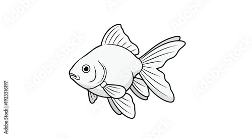 Monochrome fish illustration with detailed fins and scales, capturing serene aquatic life ideal for educational content and artistic designs