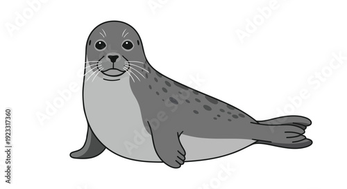 Charming cartoon seal illustration on a pristine white background portraying a friendly marine mammal character