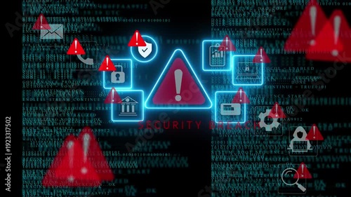 Computer Code Programming Hacking Digital Glitch Overlay Effect Background. warning message hacked alert. Error signal Virus code software hack. Malware Malicious software virus Security. Cyber System