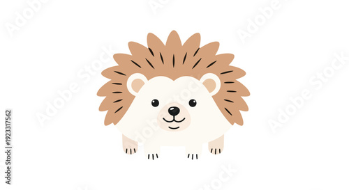 Charming illustration of a friendly forest hedgehog with simple adorable features for children's designs.