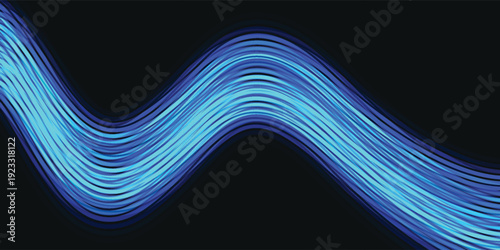Abstract blue light waves flowing across a dark background, creating a dynamic and modern visual effect.
