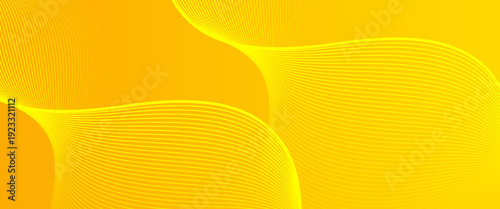 vibrant yellow and orange vector background features a dynamic, flowing wave composed of fine parallel lines, creating a sense of energy and movement.
