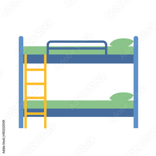 Blue Bunk Bed with Yellow Ladder.