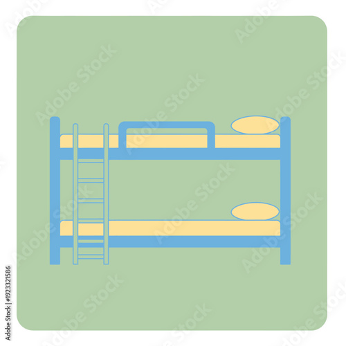 Blue Bunk Bed with Yellow Mattress.