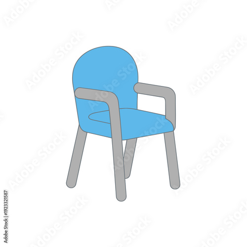 Blue Chair with Gray Legs and Armrests.