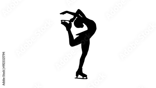 Figure Skater Silhouette Performing Biellmann Spin Pose