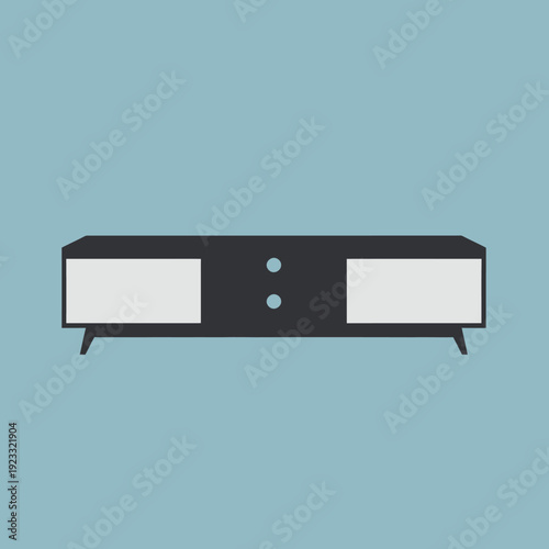 Modern Minimalist Black Sideboard with White Doors.