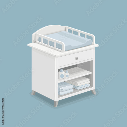 White Baby Changing Table with Storage.