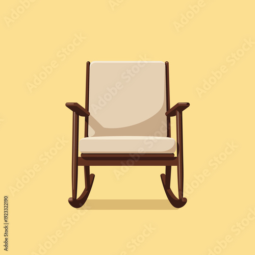 White Rocking Chair with Dark Wooden Frame.