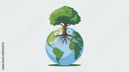 Earth with tree growing out of it symbolizing eco friendly and sustainable environment