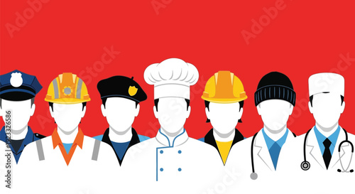 Group of Diverse Professionals and Essential Workers