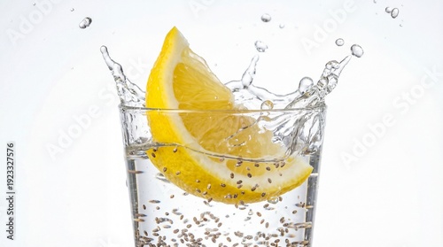 A vibrant lemon wedge plung...