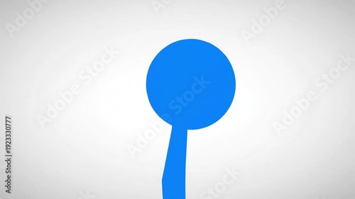 Blue Stick Figure Jumping Isolated on White Background.