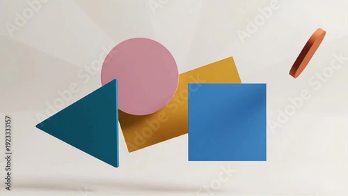 Abstract Geometric Shapes Triangle Circle Square and Oval in Motion.