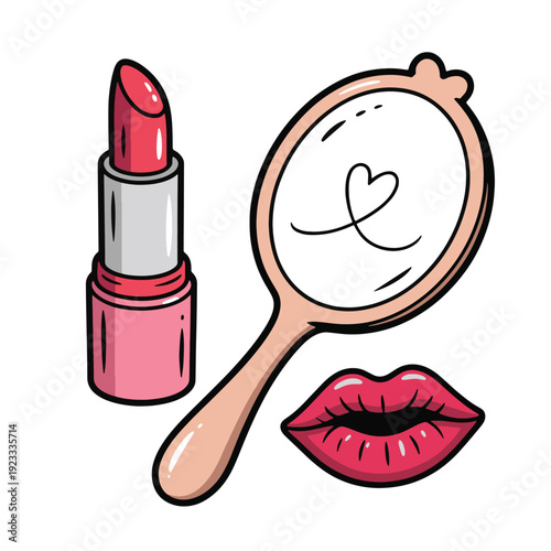 Lipstick & Mirror Illustration