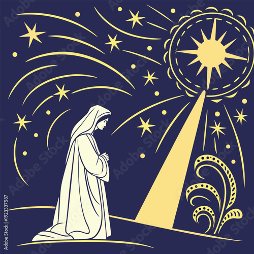Praying Woman With Star Light