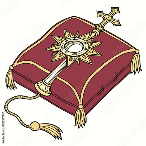 Religious object on cushion